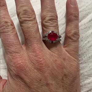 Radiant Pink Gemstone Silver Ring